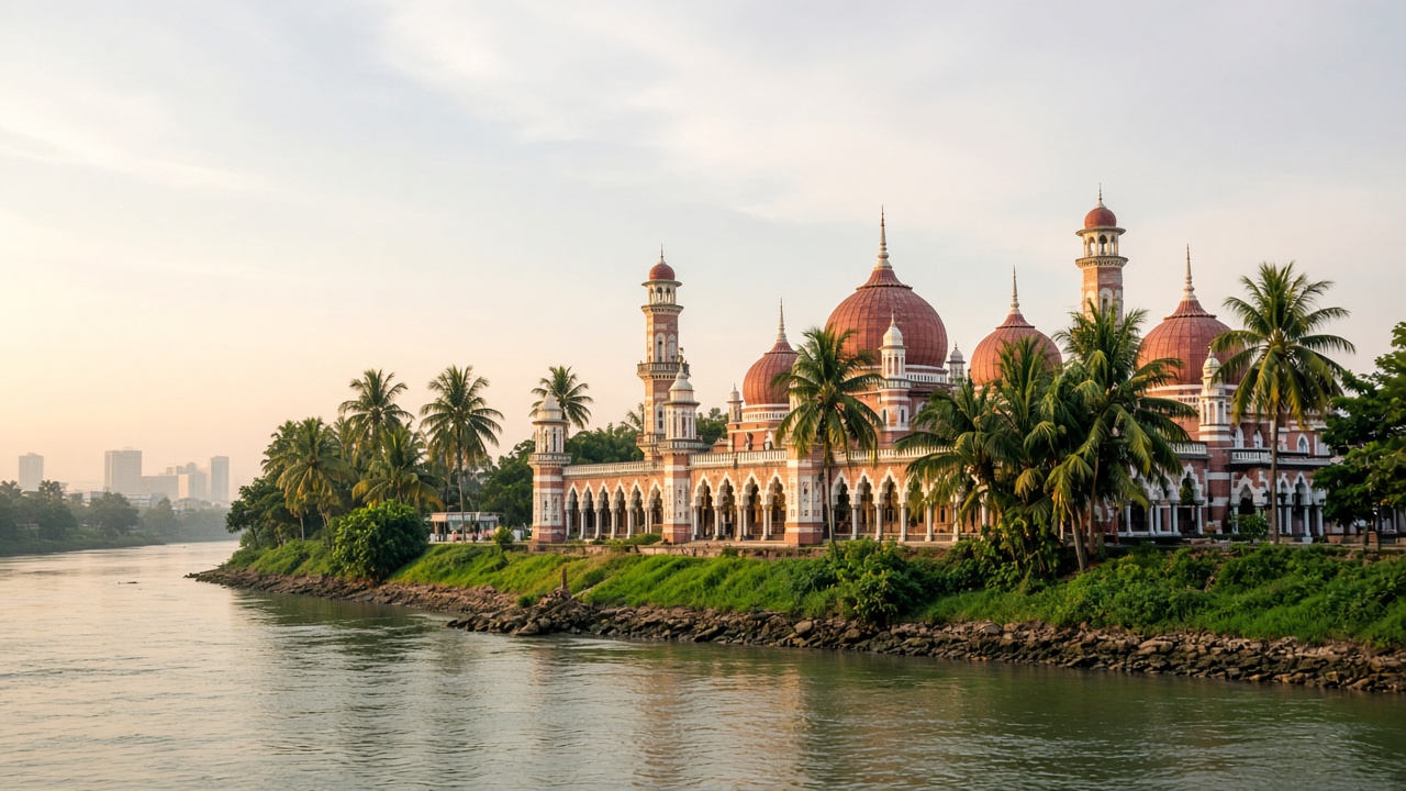 Masjid Jamek beside the river in Kuala Lumpur.